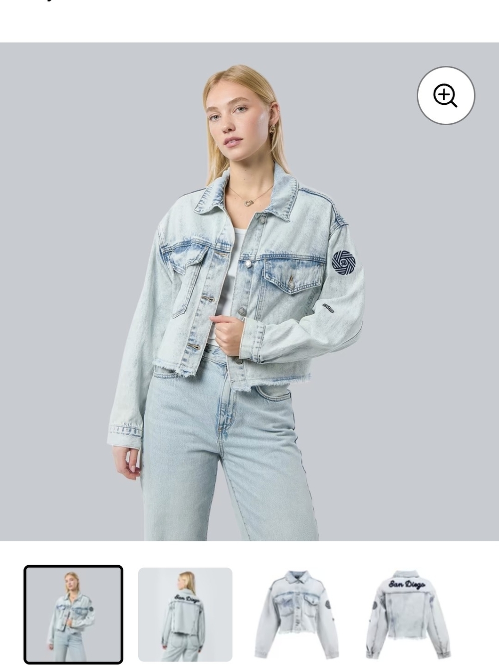 San Diego FC ⚽️ Light Wash Cropped Denim Jacket with Sleeve Patch